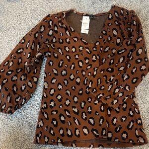 Ann Taylor Factory Brown Leopard Print Blouse